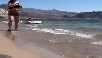 Incredible blowjob on public beach Fucking and cum on tits