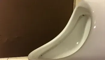 Late night piss at work, great side view of my draining my uncut cock