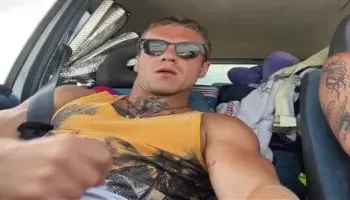 Bad Volodya jerks off in the car and gives Chihuahua to nipple orgasm