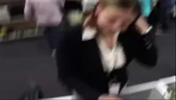 Blonde business woman fucked from behind
