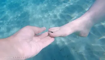 Underwater Footjob & Nipple Squeezing POV on Public Beach - Big Natural Tits PAWG BBW on Vacation