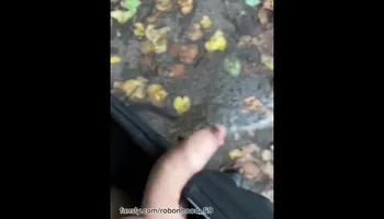 Gay PISSNG outdoor with foreskin uncut DICK