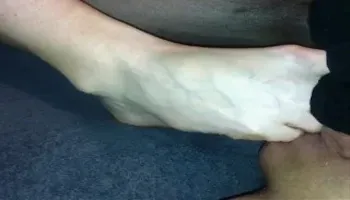 Amateur footjob #70 nylon knee sock footjob, cum in sock