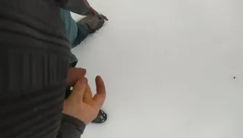Pee on snow outdoor
