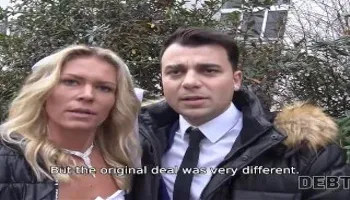 DEBT4k Big debt is the reason why the girl is fucked in the grooms presence