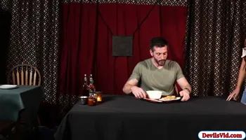 Asian waitress fucked by hunk costumer