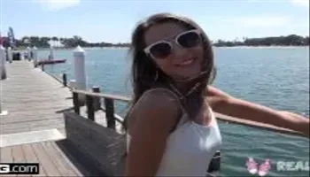 Real Teens - teen Lily Adams rides a dick outdoors