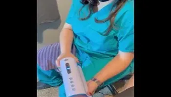Sperm bank nurse in New York City uses a machine to get my sample! Real nurse is bored!