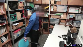 Busty shopliting cute teen hard smashed by security