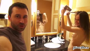Naughty babe, Jillian Janson and her guy, James Deen are having anal sex, in the bed