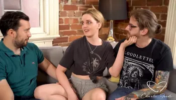 Movie Night - Charlie Gets Spitroasted By Boyfriend David And His Best Mate Alex