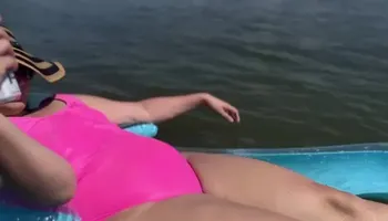 Fun at the Lake - Sheer swimsuit in PUBLIC