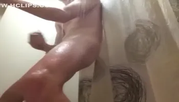 Teen Fingers Ass Until He Cums in the Shower