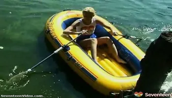 Masturbating in a rubber boat