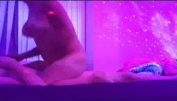 Big titty tattoo transgender girl riding on a fans cock for his first time