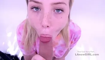 Freckled Cute Teen, 18, Sucks Cock At Modeling Audition