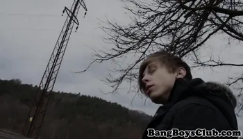 Euro twink amateur barebacked outdoors