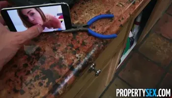 PropertySex - Petite rental agent rides handyman''s big cock