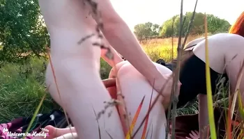 Redhead Fuck In Various Poses And Facesitting - Cum On Tummy In Forest