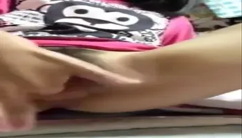 Masturbating Hairy Japanese college girl with Cute Birthmark