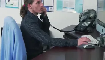 Horny boss relaxing and waching two hunks fucking hard