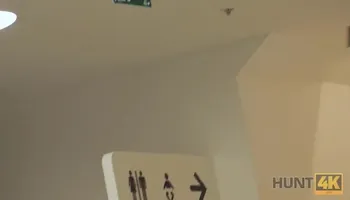 HUNT4K Belle with red hair fucked by stranger in toilet in front of BF